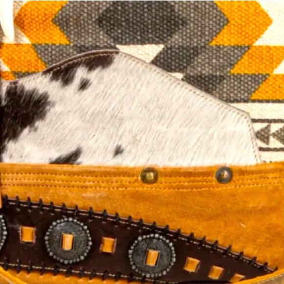 Myra Bag Coyote Bluff Fringed Leather, Weave and Calf Hair Crossbody Bag NWT - Picture 6 of 17